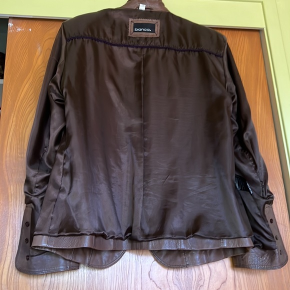 Bianca. Leather Blazer Drk Tan/ light Brown 14 - Picture 6 of 9